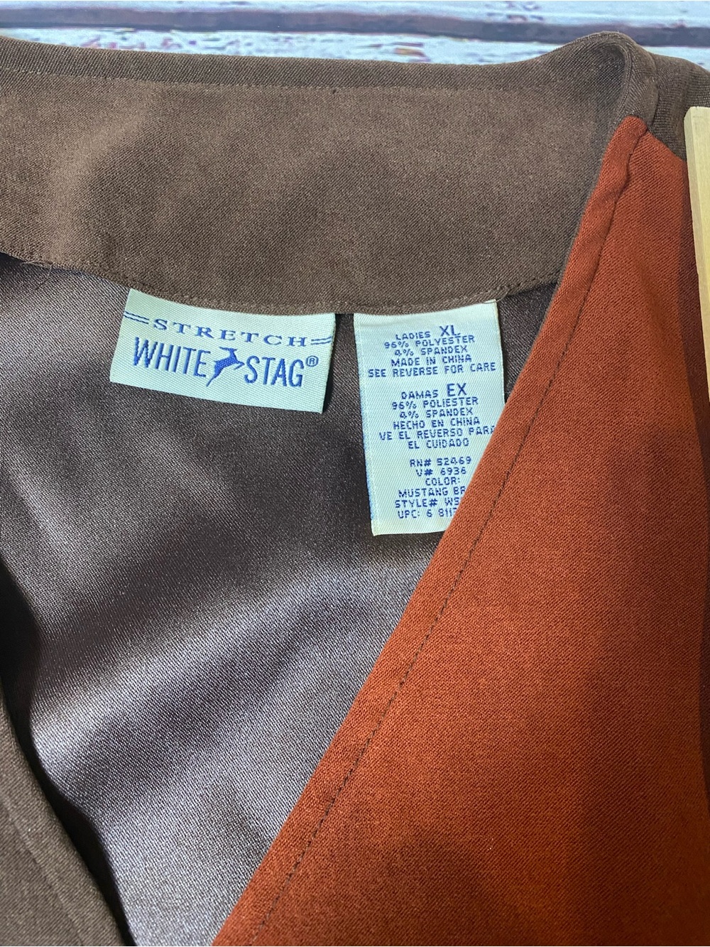 Vintage Y2K White Stag Patchwork Suede Leather Vest in Brown, Rust & Tan - Picture 3 of 5